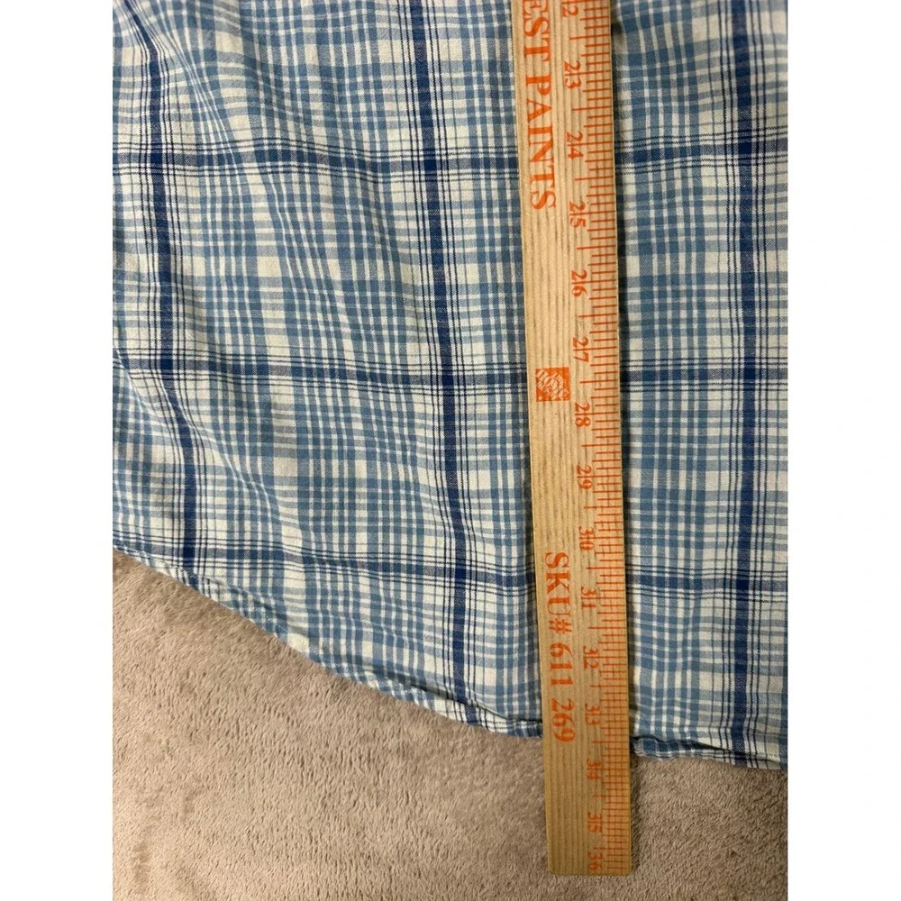 Polo Ralph Lauren Linen Blend Performance shirt Mens 4XB Big Blue Plaid‎ S/S EUC